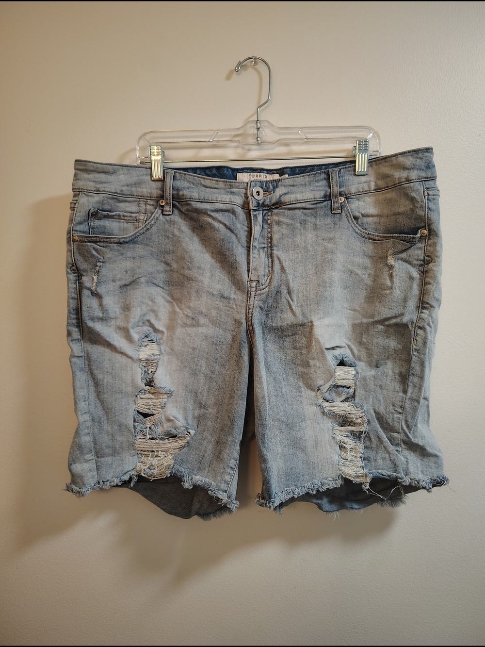 torrid Light Wash Distressed Denim Shorts
